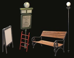 3D model bench pointer stairs stand