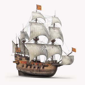 This 3D Galleon includes a fully detailed interior 02