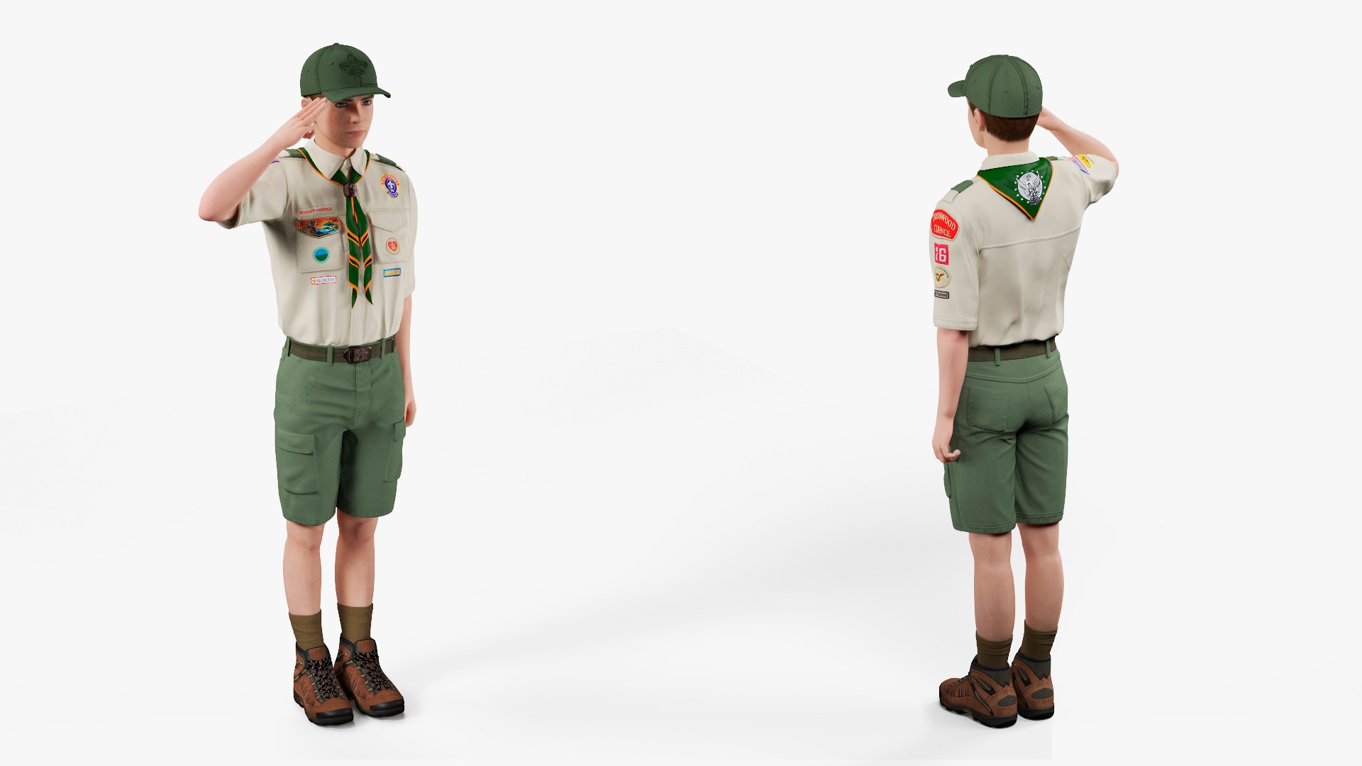 Saluting Boy Scout 3D model preview