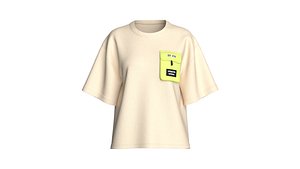 Girls Stylish Streetwear Oversized T-Shirt With Pocket 3D model