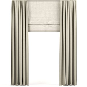 curtains beige narrow 3D