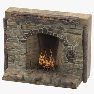 3d model medieval fireplace