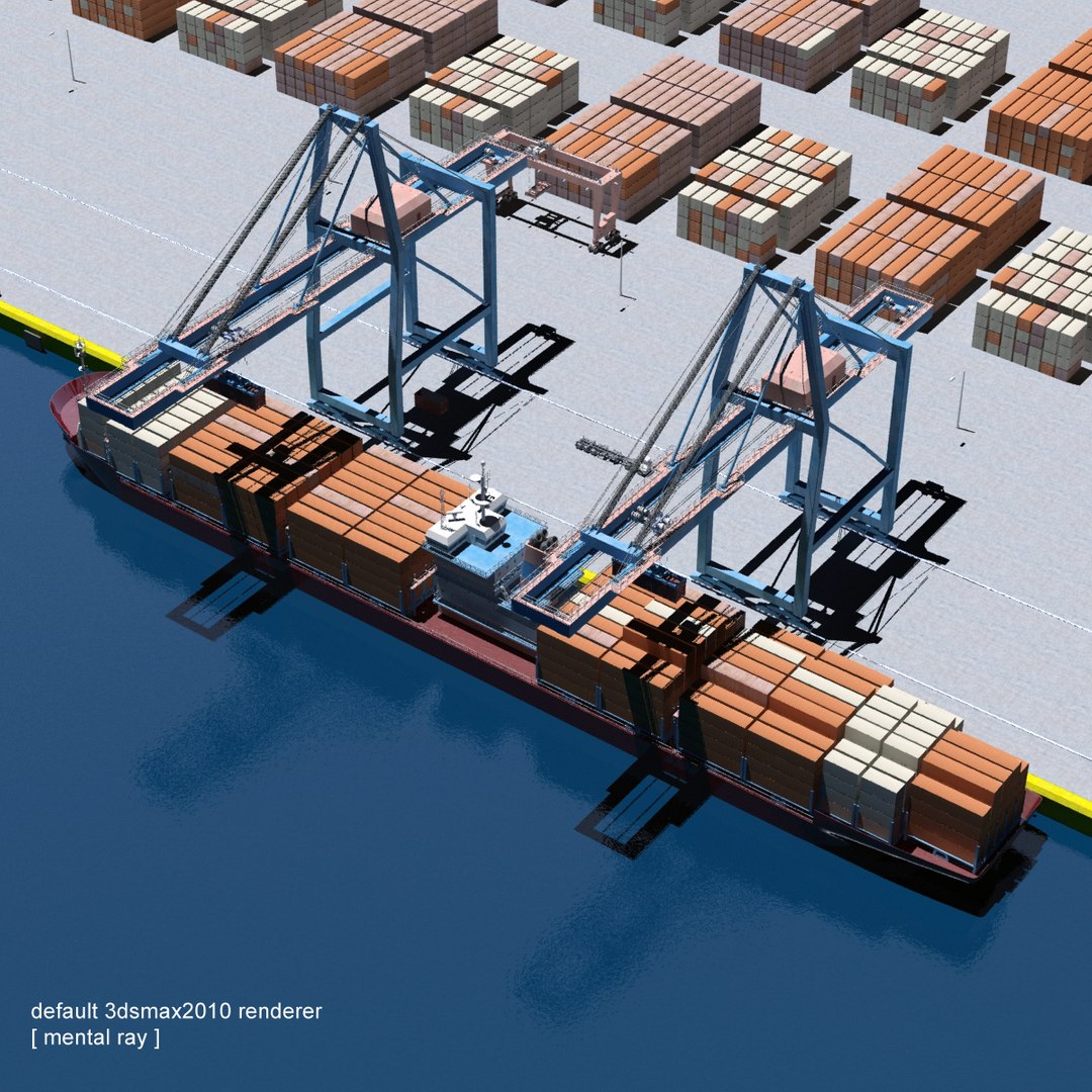 3d container terminal scene