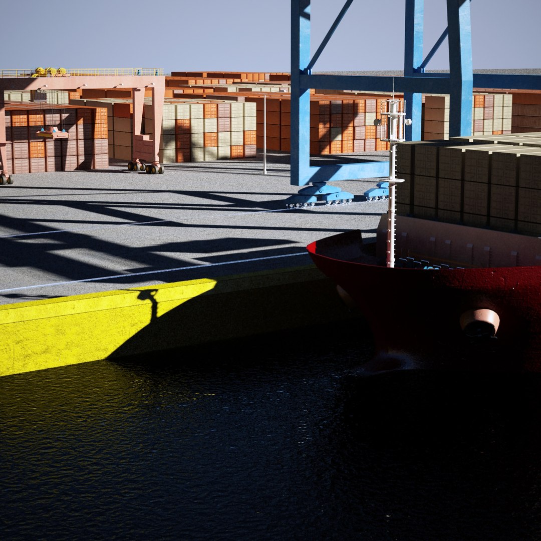 3d container terminal scene