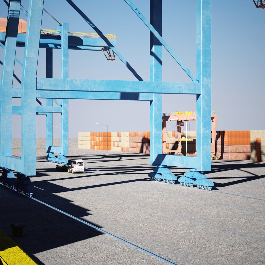 3d container terminal scene