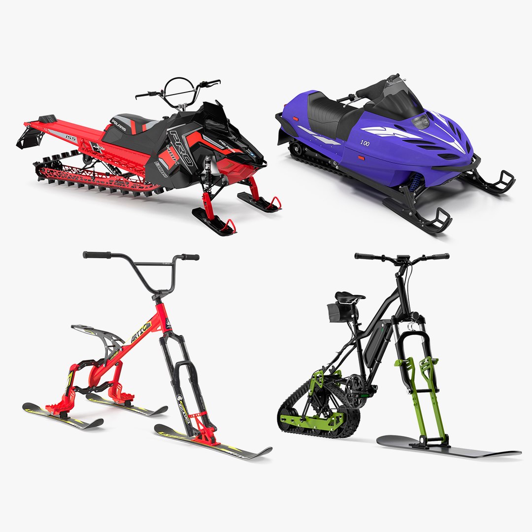 Rigged Snowmobiles Collection 2 3D model preview