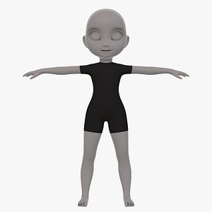 3D base character girl model