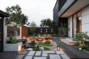 3D Modern Courtyard