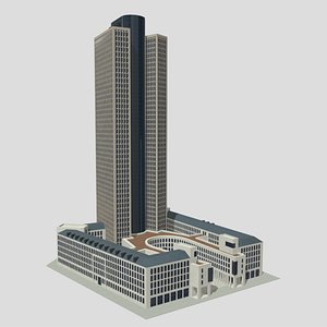 3D Tower 185 Skyscraper Low Poly PBR Realistic 8K Textures
