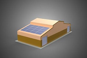 ROOFTOP SOLAR PANEL POWER SHED WAREHOUSE STOREHOUSE DEPOT BARN 3D model