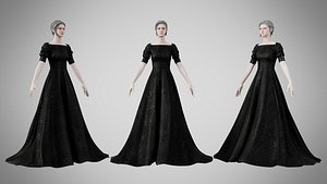 Dress 50 Black Velvet With Design 3D