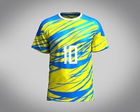Soccer Yellow with Ske Blue Purple Jersey Player-10