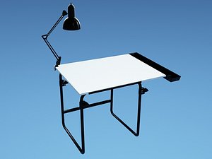 3d model art desk chair lamp