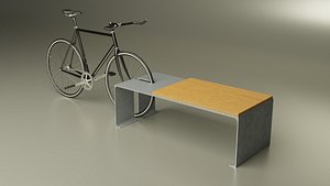 3D street bench bicycle model