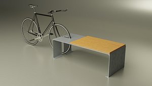 Street Bench with Bicycle