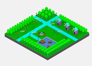 3D simple cartoon park package