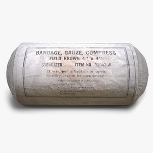 3D Medical emergency gauze bandage roll da1 model
