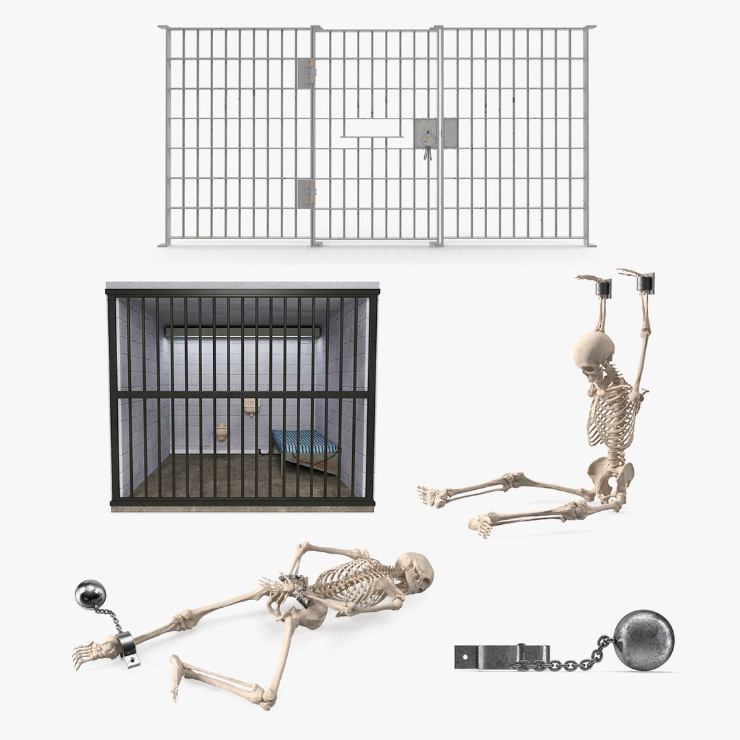 Prison Space with Male Skeleton Collection 2 3D model preview