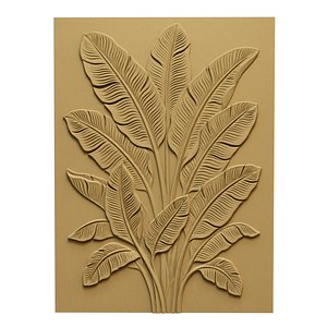 Modern Banana Leaves wall decor Relief STL Mural CNC 449 3D model