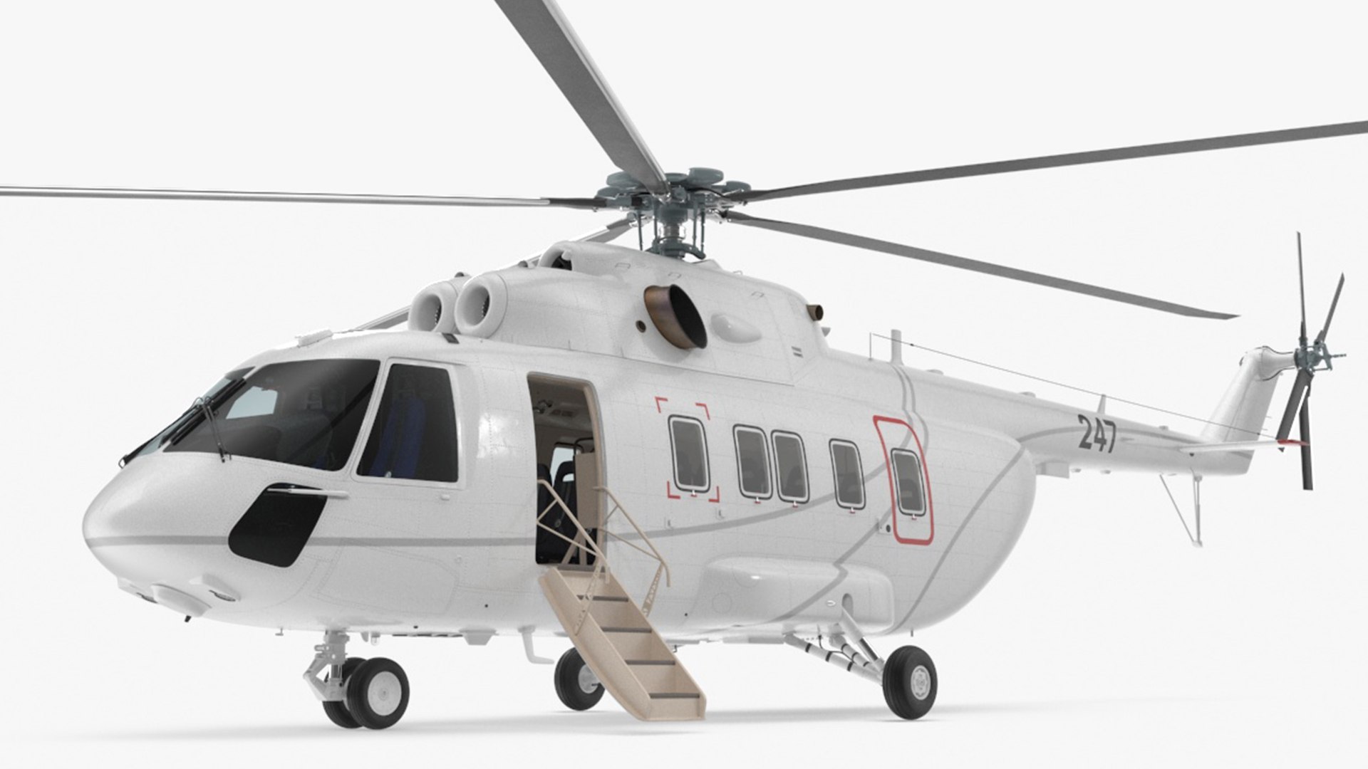 Helicopter MI-171 A3 White Rigged 3D model preview