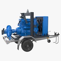 Diesel Engine Transfer Pump Trailer Rigged for Maya