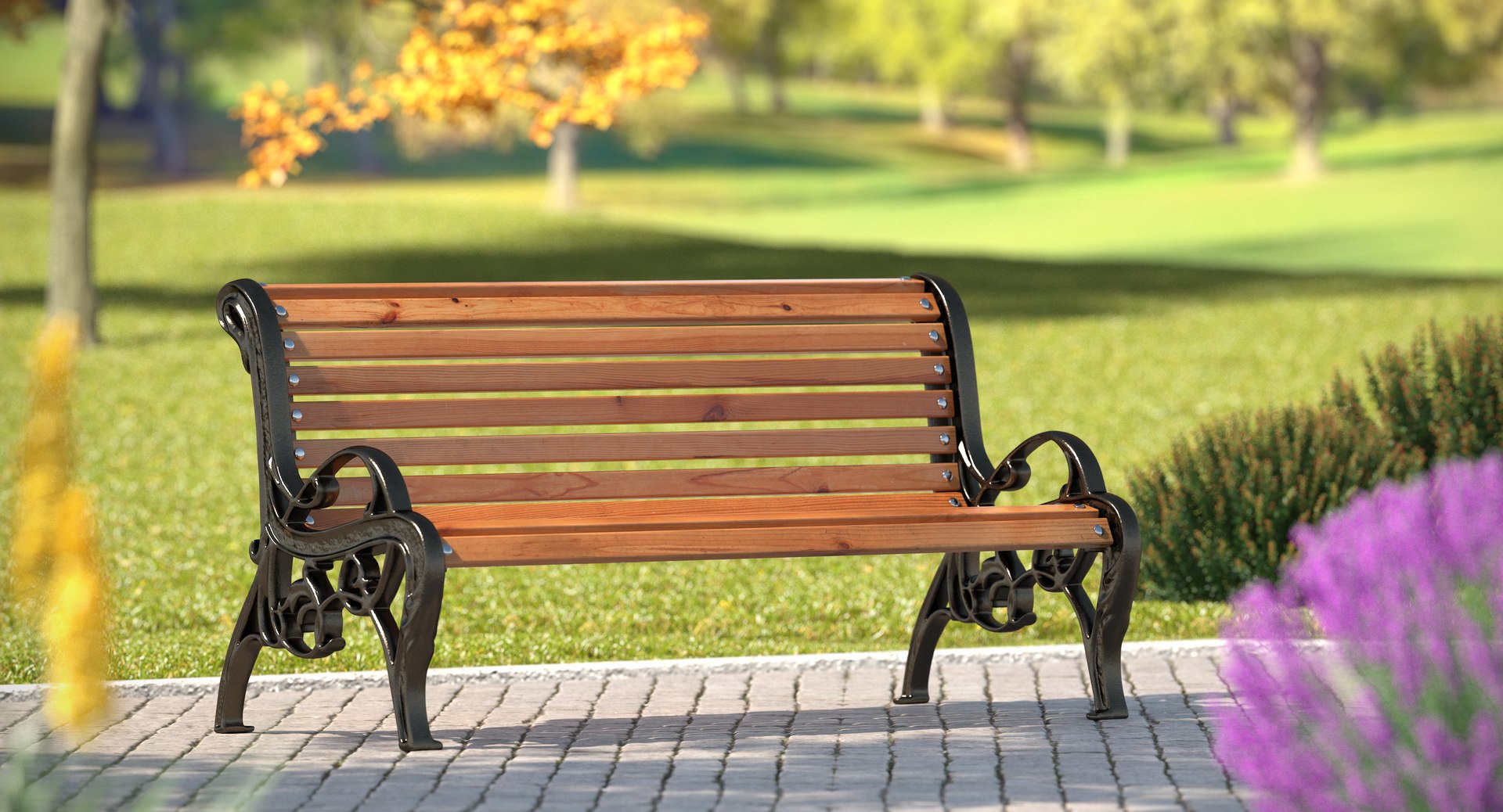 Classic park bench 3D - TurboSquid 1339396