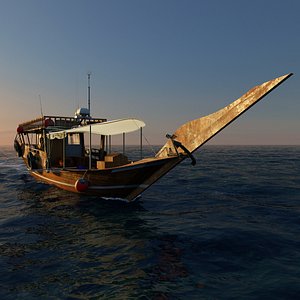 Qatar Boat traditional Dhow And open Ocean fast Render