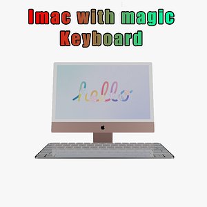 3D Apple imac with magic keyboard