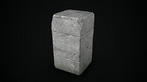 3D Old concrete block model