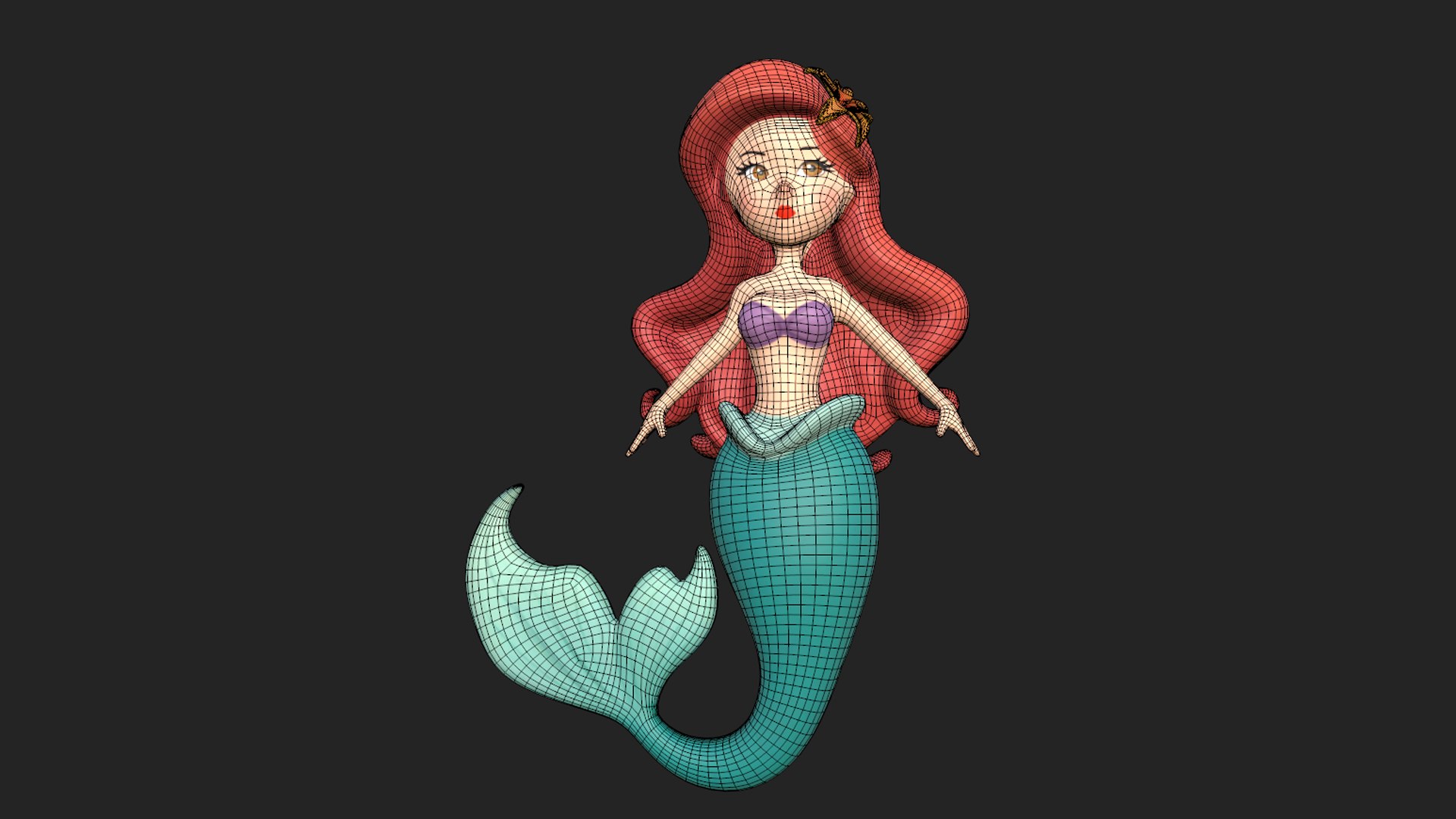 Cartoon Mermaid 3D Model - TurboSquid 2400765