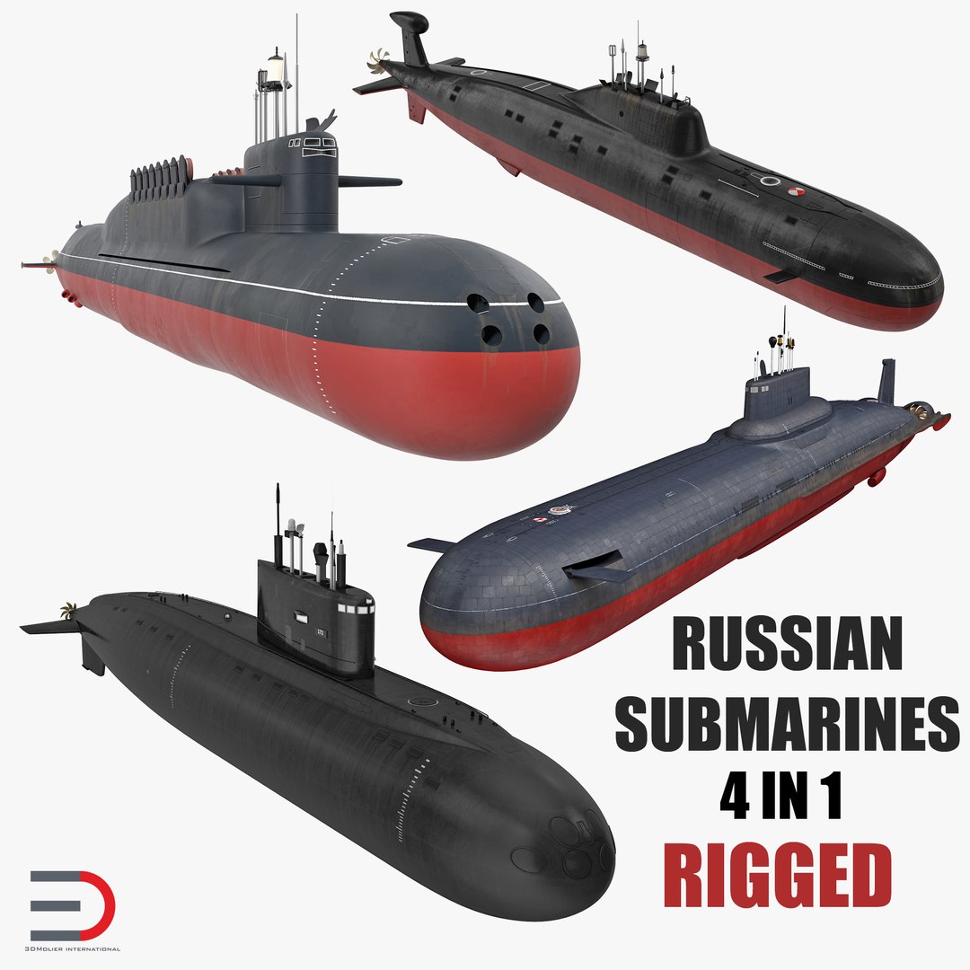 Russian Military Submarines Rigged 3D Models Collection 3D model preview