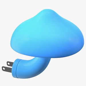 Night Light Plug Mushroom Blue 3D