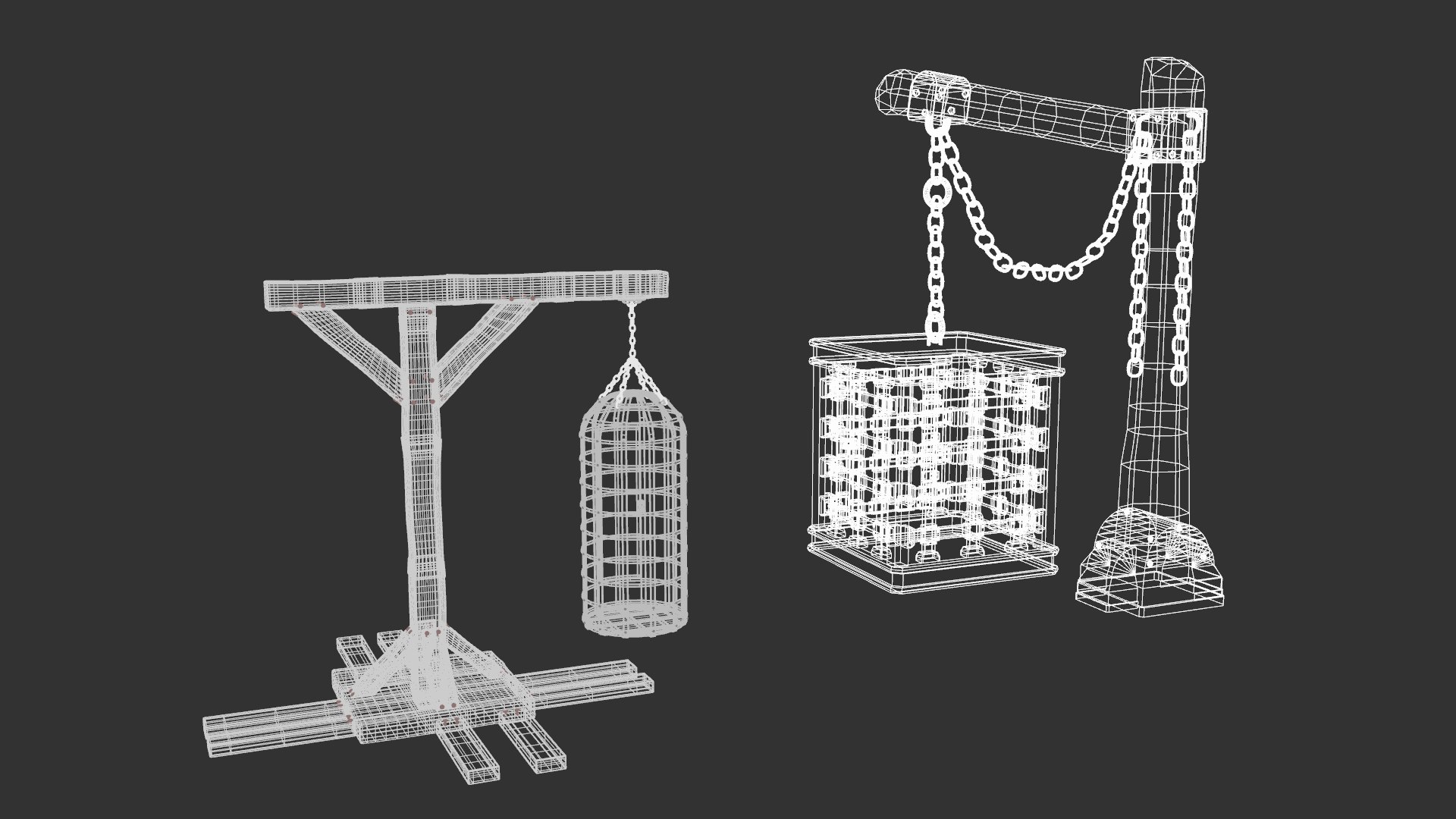 3D Medieval Cage low-poly 3d model https://p.turbosquid.com/ts-thumb/e5/hxsfJ8/Kt/wire/png/1780391132/1920x1080/fit_q87/b7cd7ba65e270b9640b71c7c42aea90122629f0d/wire.jpg