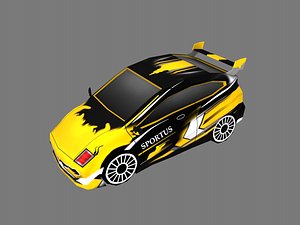 yellow cartoon car 3D