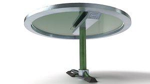 Low poly sci-fi round outdoor table - Green Red Blue model