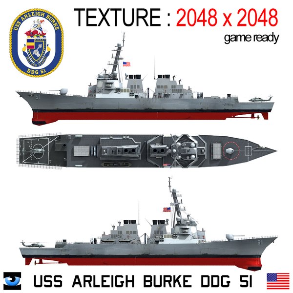 3d model uss arleigh burke dd