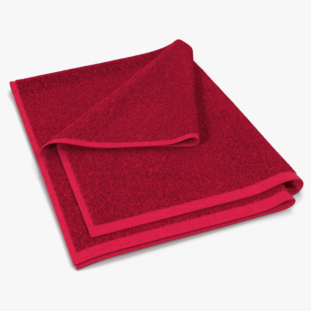 Towel 4 Red with Fur 3D model preview