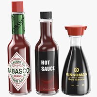Three Condiment Bottles