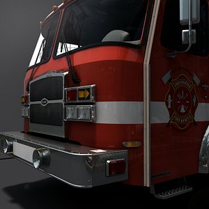 E-ONE Fire Engine - High-Detail 3D Model with Water and Foam Pump Systems for Game and Simulation Us