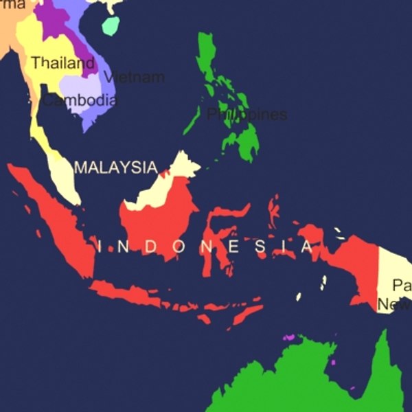 3D модель Карта Индонезии-Малайзии - TurboSquid 490869