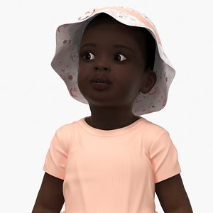 3D model Toddler Black Girl in Casual Outfit Standing