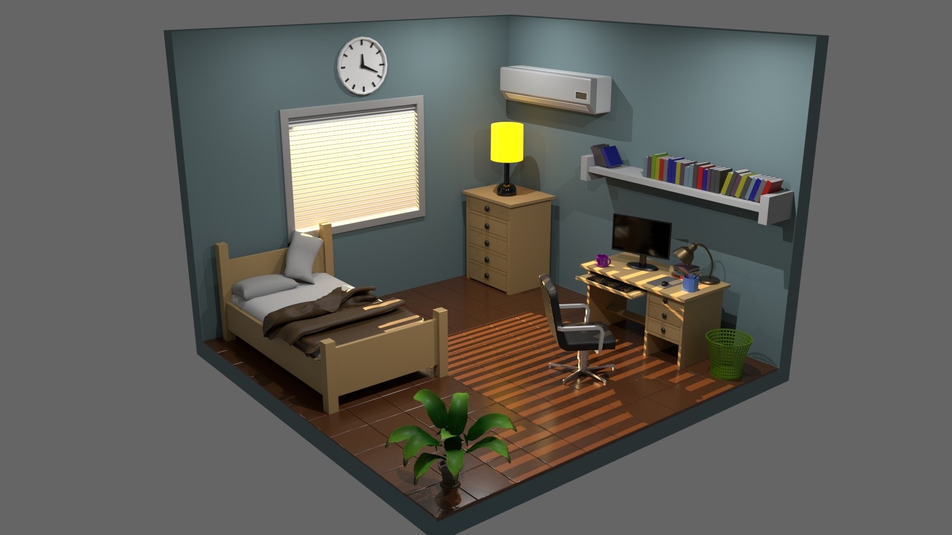 3D Isometric Bedroom - TurboSquid 1901686