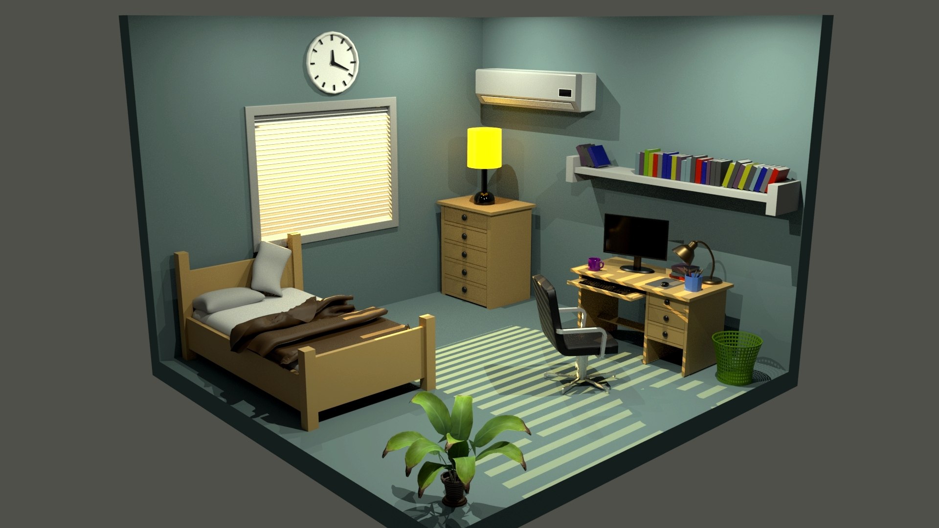 3D Isometric Bedroom - TurboSquid 1901686