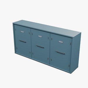 Painted Steel Storage Locker Bank - 1700 x 350 x 850 mm 3D model