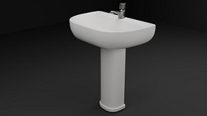 Low Poly Bathroom Basin with Tap Game Ready PBR FBX OBJ STL 3D model