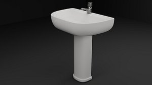 Low Poly Bathroom Basin with Tap Game Ready PBR FBX OBJ STL