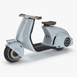 Blue Concept Electric Scooter Vespa 98 Lights On