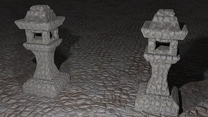 Japanese Stone Lantern 3D