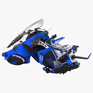 Scifi Fly Motorcycle Police Rigged for Cinema 4D 3D model