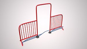 3D red barrier construction model